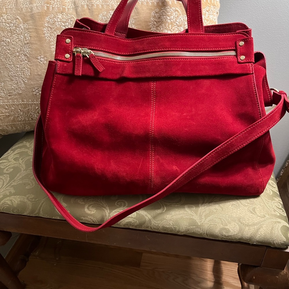 Sézane Sam Tote bag red suede - new